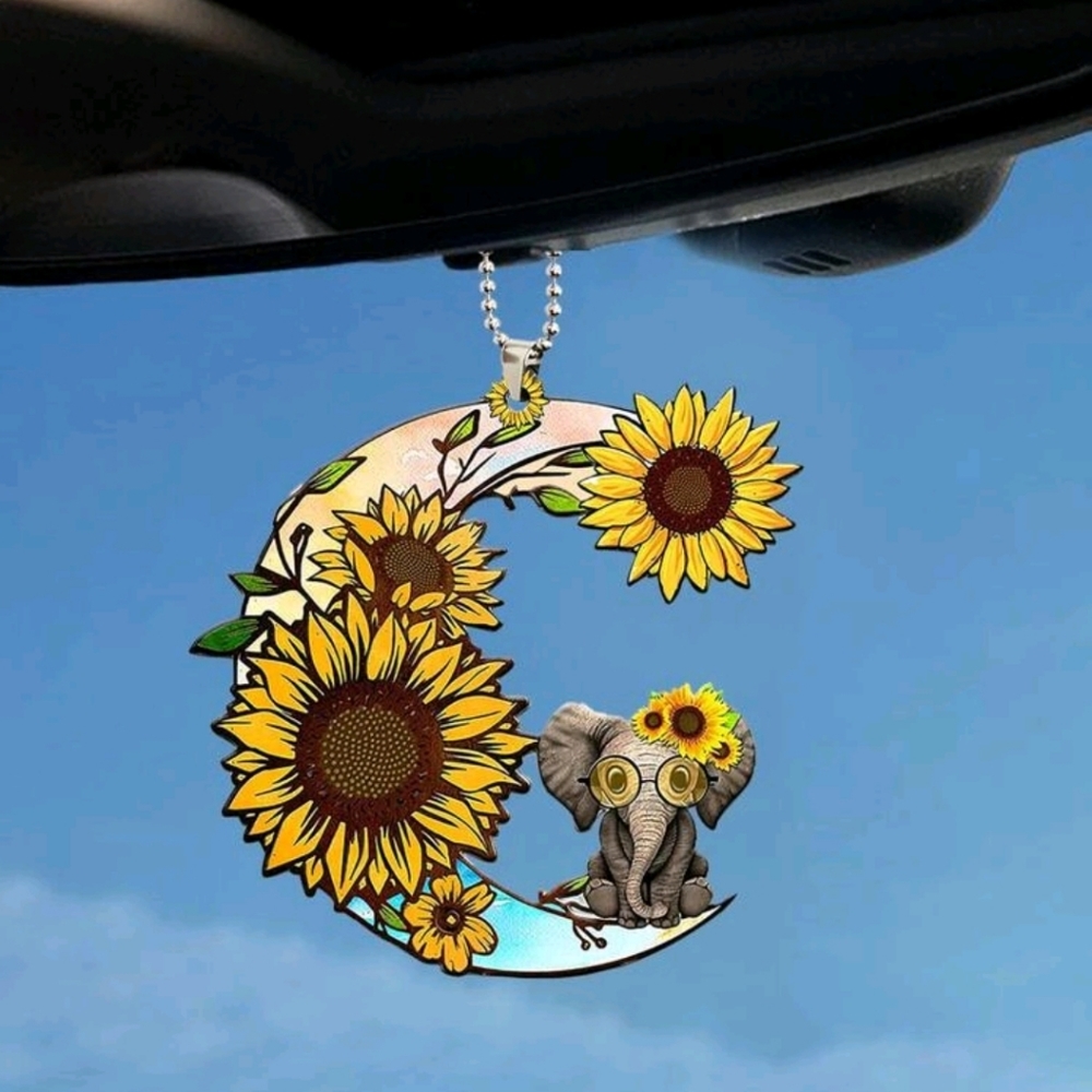 3/$30 Elephant Sunflower hanging pendant Boho Suncatcher